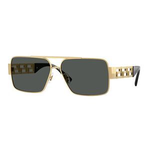 Versace Sunglasses Rectangle Full Rim, Gold Frame and Dark Grey Lens